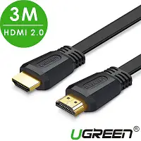 在飛比找Yahoo奇摩購物中心優惠-綠聯 HDMI 2.0傳輸線 FLAT版 黑色 3M