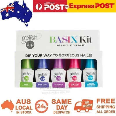 Gelish Dip Dipping Nail Basix Kit SNS - Prep, Base, Activator, Top, Brush Saver