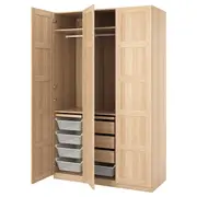 PAX / BERGSBO wardrobe combination, white stained oak effect, 150x60x236 cm