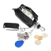 Leather Key Chain Pouch multi function Minimalist Car Key Case Holder w/ Zipper