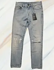 Saint Laurent Paris D02 M Light Blue Stonewashed Distressed Denim Men Jeans W29