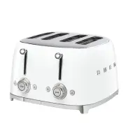 50's Style Retro Aesthetic 4 Slice Toaster 6 Presets Extra Wide Slots White T...