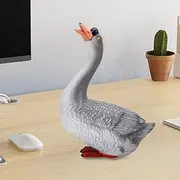 Goose Statue, Figurine Resin Gray Goose Farm Animal Sculpture Desktop Ornament, Garden Yard Country Easter Patio Home Decoration for Indoor Outdoor