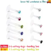 10PCS Bioflex Labret Lip Stud Bar Piercing Ear Ring Flexible Body Jewellery