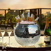 Silver Disco Ice Bucket Disco Ball Bucket Mirrored Cocktail Retro