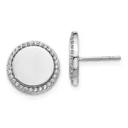 14k White Gold Real Diamond Fancy Circle Earrings