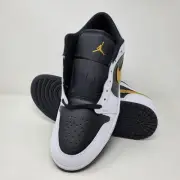 Nike Air Jordan 1 Low White Black Metallic Gold 553558-172 Men's Size 11.5