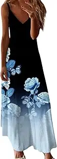 [Generic] Dress V Neck Long Tank Top Women's Sleeveless Print Fashion Size Casual Plus Velvet Women Plus Size Black Wrap Sleeve Cocktail Bridesmaid Dresses for Ever Pretty Party Elegant Sexy