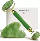 Gua Sha & Jade Facial Roller, Jawline Sculpting & Puffiness Reduction, Green