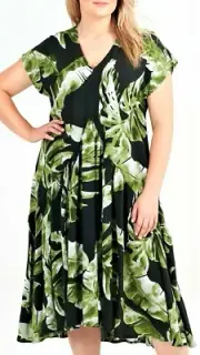 TS TAKING SHAPE plus sz M / 20 Natural Lush Jungle Dress breathable NWT rrp$140!