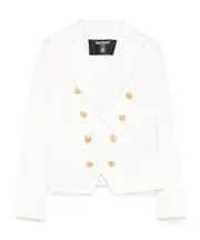 patterned-jacquard blazer 14Y,13Y Ivory/Gold