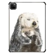 iPad Pro 11-inch (3rd/4th gen) iPad Impact Case Baby Sea Otter and Mom Watercolor Ocean Painting