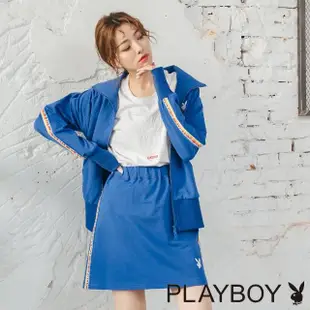 【PLAYBOY】彩色織帶運動風格外套(藍色)