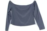 Mossimo Peasant Shirt Womens XXL Gray 3/4 Sleeve Cropped Ribbed Blouse Top