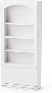 Odoria Dollhouse Bookcase Miniature Shelf: 1/12 Scale Bookshelf for Library School Office - Mini Living Room Display Wall Cabinet Antique Retro - Tiny Victorian Vintage Wood Furniture White
