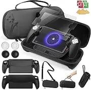 AodoT 9-in-1 Accessory Kit Set Compatible with PlayStation Portal. The EVA Carrying Case for PS5 Portal, Soft Silicone Protective Cover, 2 Screen Protectors, 4 Silicone Caps, 1 Data Cable