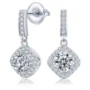 Catzon Moissanite Earrings 0.5CT D Color 925 Sterling Silver Drop Earrings Lab Created Diamond Screw Back Jewelry For Women-033