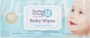 Baby U Fragrance Free Hypoallergenic Gentle Cleanser Wipe 80-Pieces Pack, 16 cm x 18 cm Size