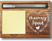 Pharmacy Squad Sticky Note Holder, Pharmacy Team Gifts, Appreciation Gifts for Pharmacists and Techs, Wooden Sticky Note Pad Holder, Desk Accessories for Pharmacy Staff WPP76
