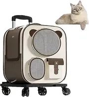 Pet Carrier Backpack with Wheels,Removable Cat Dog Backpack Carrier with Universal Wheels and Breathable Mesh,Dog Backpack for Small Dogs Cats