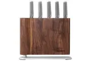 6pc Global Uku Stainless Steel Paring/Bread Knife w/ Storage Block Set Walnut