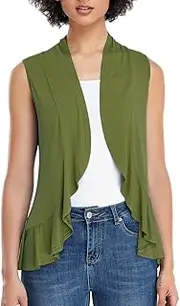 [Xeoxarel] Women's Sleeveless Cardigan Open Front Vest (S-3XL)