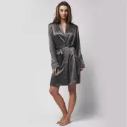 NEW Silk Magnolia Silk Robe Storm Cloud Large