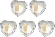 sourcing map 5 Pcs 3D Heart Light Yellow Nail Rhinestones K9 Glass Crystal Rhinestones Pointed Back Crooked Heart Gems for Nail Charm Art DIY Decoration Craft 8x8mm