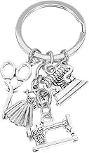 Tailor Design Keychain Pendant Fashionable Scissor Tape Measure Sewing Machine Keyring for Unique Bag Decoration Strong Hanging Accessory for Designers