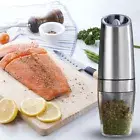 Gravity Electric Salt and Pepper Grinder for Spices Salt Pepper Herbs (Silver) A