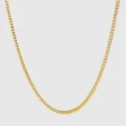Mens 3mm Cuban Chain Necklace - 18k Gold Plated - Hip Hop Jewelry
