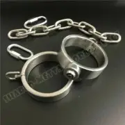 Stainless Steel Constraint Handcuffs Ankle Cuffs Wrist Shackle Restraints Chain