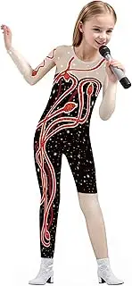 [CBLDZZ] Kids Girls Halloween Sparkle Outfits Novetly Concert Jumpsuit Bodysuits 5-10 Years