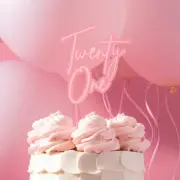 Twenty One Cake Topper 21st Birthday Anniversary Cake Decorations Pink