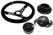 NRG 350 3" Deep Steering Wheel Suede Yellow 101H Hub Gen3 Black Release Lock LB