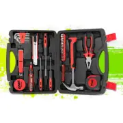 SOCKETS HEX KEYS HAMMER SCREWDRIVER HAND TOOL KIT 46PCS HOUSEHOLD TOOLBOX RED