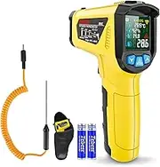 MESTEK Infrared Thermometer Laser Temperature Meter with K-Probe IR Pyrometer -50°C to 800°C Non-Contact Colour LCD Alarm Function Adjustable Emissivity for Kitchen