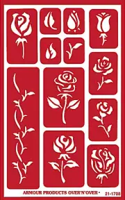 Rose Buds Roses Pattern Glass Etching Stencils Floral Art Reusable Armour Etch