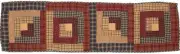 48" Hand Quilted Table Runner Log Cabin Patchwork Red Tan Navy Blue Millsboro