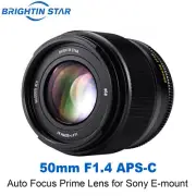Brightin Star 50mm F1.4 AF APS-C Large Aperture Auto Focus Lens for Sony E-mount