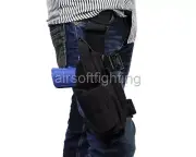 Left+Right Hand Adjust Tactical Army Pistol Gun Drop Leg Thigh Holster Bag Black