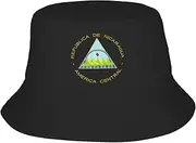[Generic] Nicaragua Bucket Hat Coat of arms of Nicaragua Emblem Fishing Hat for Nicaraguan Outdoor Decoration Sun Cap Black, Black, One Size