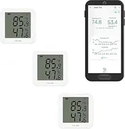 Indoor Hygrometer Thermometer, 3-Pack, 2-Year Data Storage Export, Advanced Offline Storage, LoRa Tech, App Push, Email, SMS, Hub Required