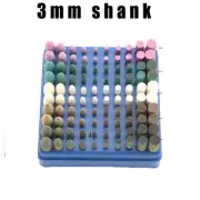 100pcs Rubber Mounted Grinding Stone Polishing Burr Wheel Bit Kits 3mm shank