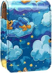 Travel Lipstick Organizer Case,Lipstick Case Portable Makeup Bag with Mirror,Cartoon Dog Good Night
