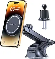 Miracase Fits for MagSafe Car Phone Holder [Strong Suction Cup & Adjustable Long Arm] 3-in-1 Universal Magnetic Phone Holder for Car Dashboard Windshield Vent, for iPhone 15/14/13 and All Cell Phones
