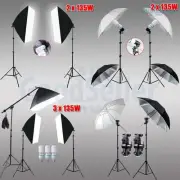 Photo Studio Softbox Lighting Soft Box Boom Arm Flash Umbrella Light Stand Kit