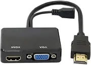 Cablecc HDMI to VGA & HDMI Female Splitter with Audio Video Cable Converter Adapter for HDTV PC Monitor