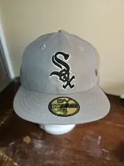 New Era 59Fifty Hat MLB Gray Chicago White Sox Basic Fitted Baseball Cap 7 1/4