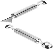 HOMOBABE 2pcs Melon Ball Maker Remover Corer Slicer Tool Scraper Fruit Watermelon Melon Cutter Dessert Ball Spoon Melon Baller Grape Cutter Dessert Baller Stainless Steel